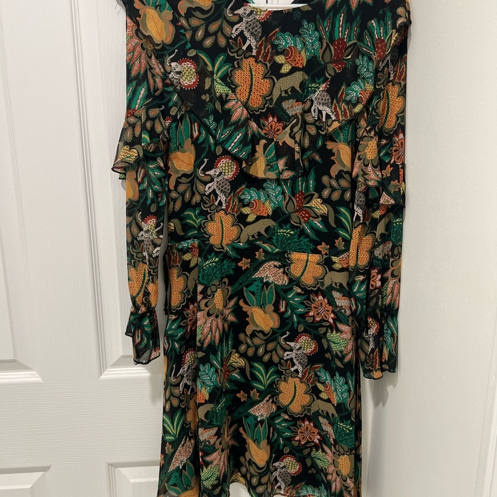 Scotch and Soda Floral Black and Green Dress